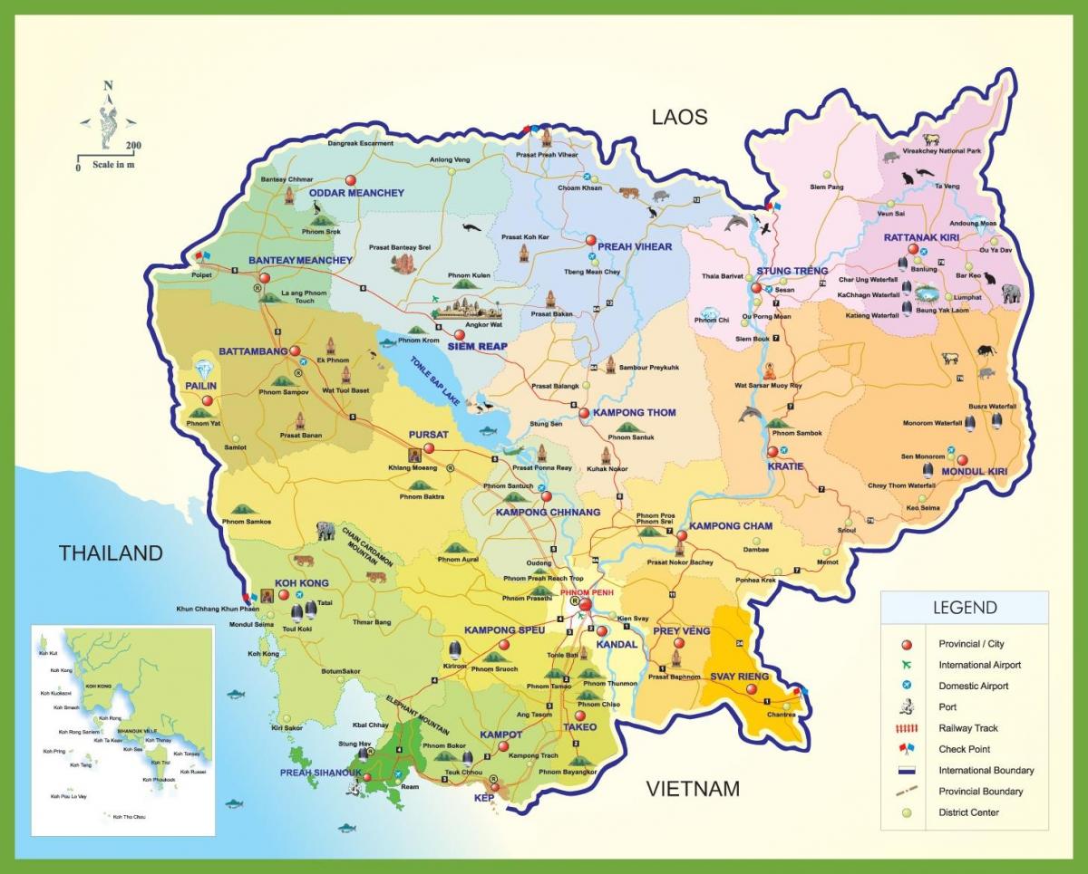 Cambodgia hartă de călătorie