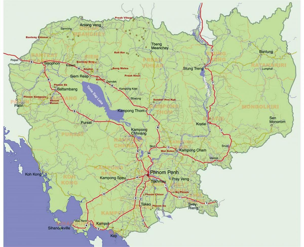 harta detaliată a Cambodgia